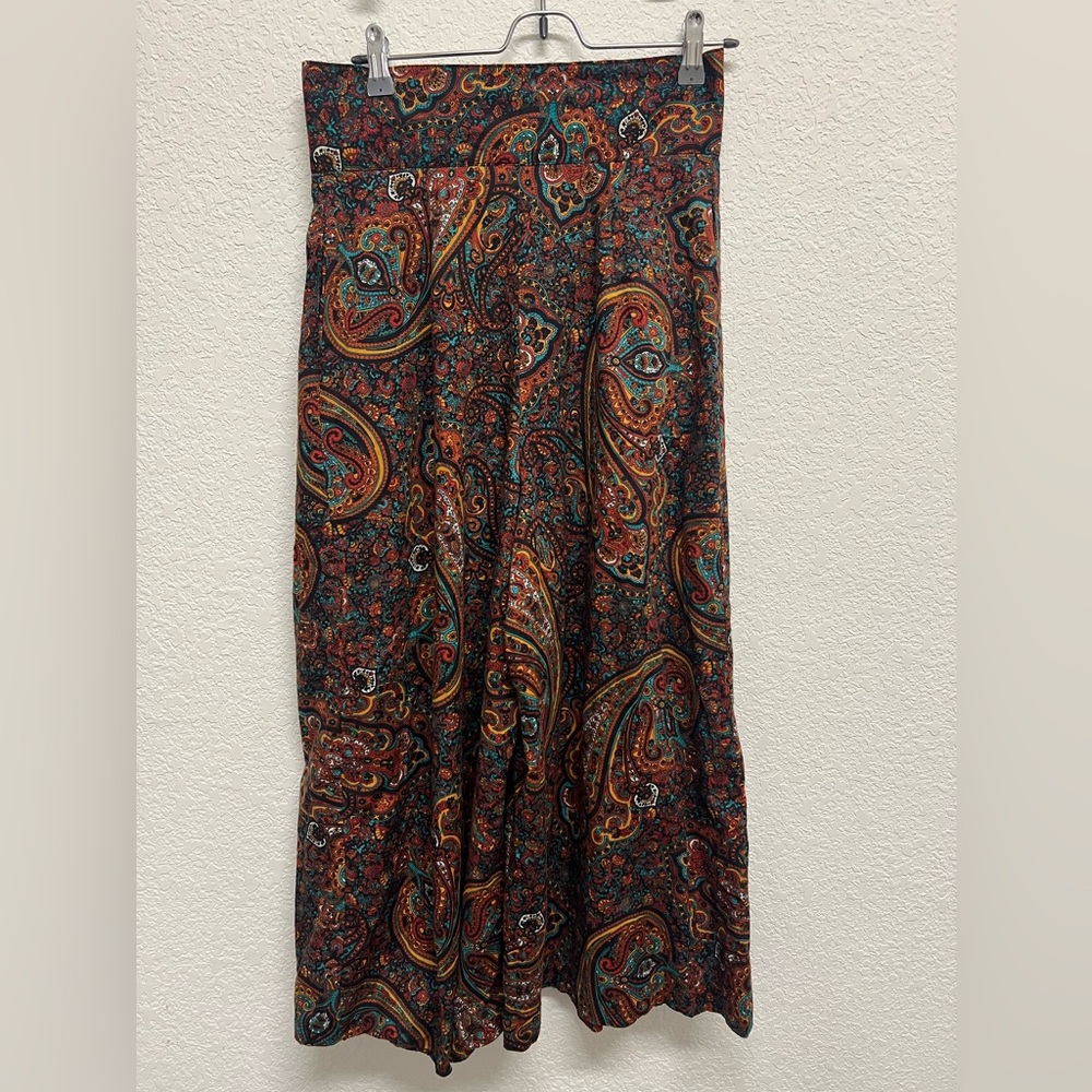 Vintage Paisley Pleated Culottes Size S
